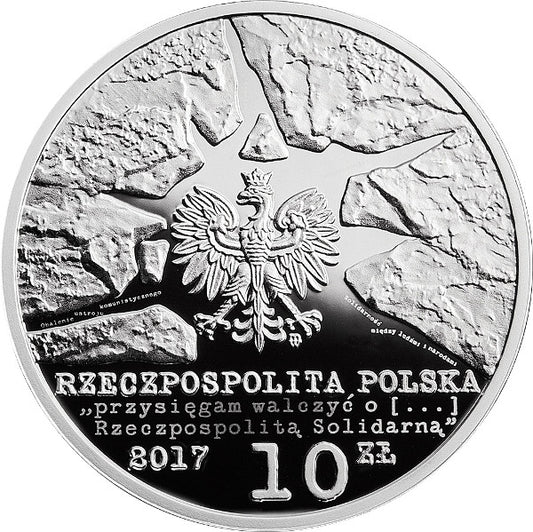 10 zł, 35-lecie Solidarności Walczącej - moneta dwupoziomowa, 2017