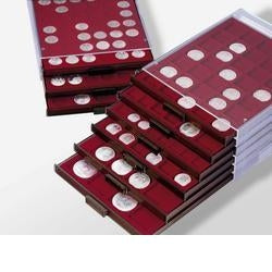 Kaseta MB CAPS 19 na monety 2 Euro Cent w kapslach + szuflada w kolorze dymnym
